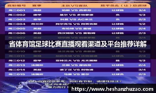 省体育馆足球比赛直播观看渠道及平台推荐详解