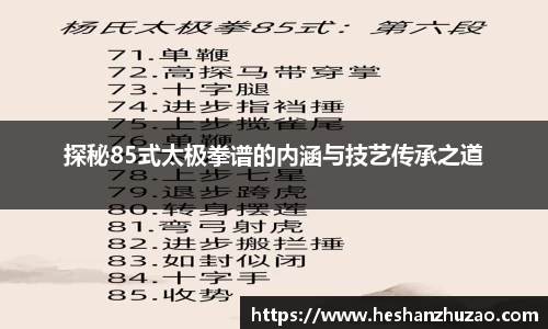 探秘85式太极拳谱的内涵与技艺传承之道